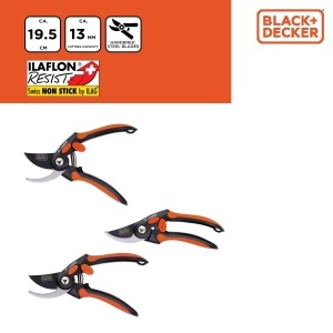 Foarfeca de gradina BLACKDECKER Bypass lame din otel maner ergonomic negruportocaliu - Img 5