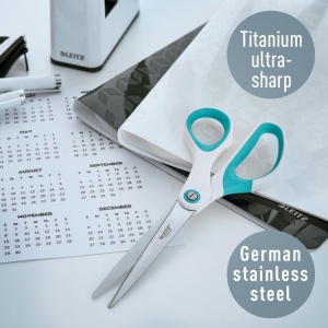 Foarfeca Leitz WOW Titan, pentru dreptaci si stangaci, ergonomica, culoare eisblau, 205 mm - Img 2