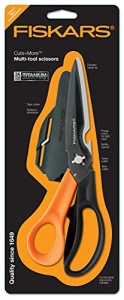 Foarfeca multifunctionala Fiskars Cuts More 1000809 23 cm lame detasabile acoperire titan negruportocaliu - Img 11