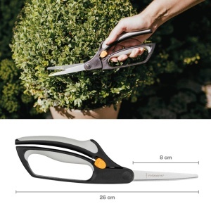 Foarfeca pentru buxus Fiskars S50, 26 cm, otel de calitate, negruorange - Img 2