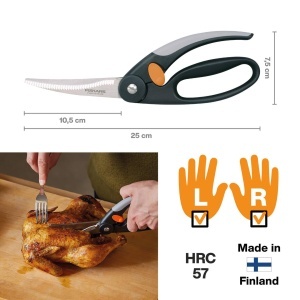 Foarfeca pentru carne de pasare Fiskars Functional Form 1003033, otel inoxidabil, 25 cm, negrugriportocaliu - Img 2