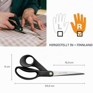 Foarfeca universala Fiskars ReNew, 24.9 cm, neagra, din otel reciclat - Img 2