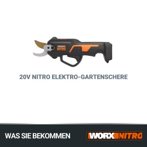 Foarfece de taiere fara fir Worx NITRO WG330E.9 20V - Taiere fara efort datorita actionarii electrice, Motor fara perii, fara baterie si incarcator, Negru/Portocaliu - Img 8