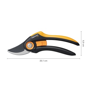 Foarfece de taiere Fiskars Bypass, Plus, P521, pentru ramuri si crengute proaspete, acoperite antiaderente, lame din otel inoxidabil, lungime: 20,1 cm, negru/portocaliu, 1057167 - Img 5