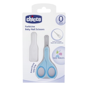 Foarfece de unghii Chicco pentru bebelusi si copii, foarfece pentru bebelusi din otel inoxidabil cu lame curbate si varfuri rotunjite, husa de protectie, maner din cauciuc antiderapant - accesorii pentru bebelusi pentru nou-nascuti de la 0 luni