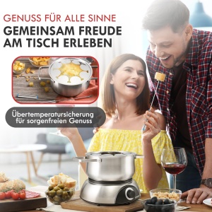 Fondue Bomann(r) pentru 8 persoane | De asemenea, pentru fondue de ciocolata si branza | Set fondue cu 8 furculite pentru fondue | Fondue electrica 1.2L | distributie optima a caldurii | Fondue Set 1400W I Fondue Set Electric FD 2248 CB - Img 7