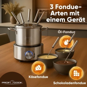 Fondue electric ProfiCook PC FD 1288, 1.2L, 800W, inox, pentru 8 persoane - Img 2