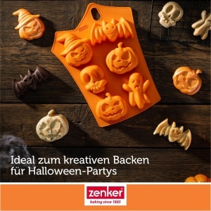Forma de copt Halloween Zenker Mini-Dovleac, 6 forme, silicon, portocalie - Img 7