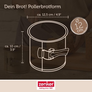 Forma de copt pentru paine Zenker Pollerbrot 12 cm, antiaderenta, aurie - Img 3