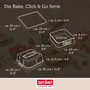 Forma de copt Zenker Bake Go 24x24 cm cu capac transportabil si strat antiaderent - Img 5