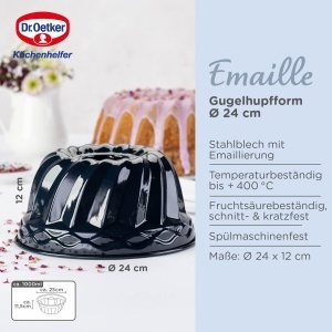 Forma de Guglhupf Dr. Oetker 24 cm Emaille, Antiadherent, Albastru - Img 2
