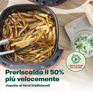 Friteuza cu aer cald BELLA 3L fara ulei curatare usoara culoare rosu mat - Img 7
