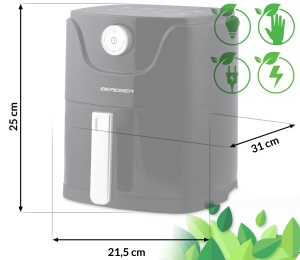 Friteuza cu aer cald Berdsen BD-654, 2,5 L, 1000 W, negru - Img 9