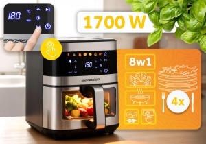 Friteuza cu aer cald Berdsen XXL 9,1L 1700W cu touchscreen si fereastra vizibila - Img 5
