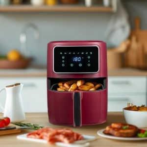 Friteuza cu aer cald BERGNER MAROON 1800W 6.9L cu ceramica, 8 programe - Img 5
