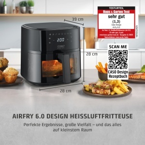 Friteuza cu aer cald CASO AirFry 6.0, 6 Litri, Timer, Inox - Img 3