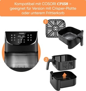 Friteuza cu aer cald COSORI CP158, 5.7 L, ceramica fara PFAS, gri - Img 2