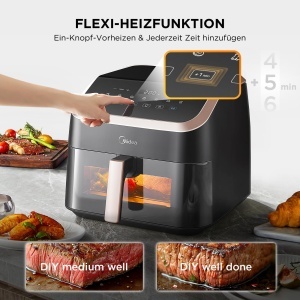 Friteuza cu aer cald Midea XXL AirFryer 85L NegruRose Gold Tehnologie HeatXpress - Img 5
