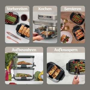 Friteuza cu aer cald Ninja CRISPi DualZone, 7.6 L, 8 functii, sticla - Img 7