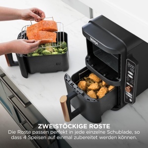 Friteuza cu aer cald Ninja Double Stack XL, 9,5 L, 6-in-1, NegruCupru - Img 6