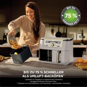 Friteuza cu aer cald Ninja Dual Zone, 9,5 L, 6-in-1, Stone Gold - Img 8
