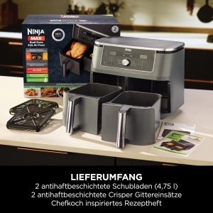 Friteuza cu aer cald Ninja DZ400EU, 9.5L, 6-in-1, Metallic Gri - Img 9