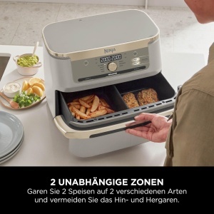 Friteuza cu aer cald Ninja Foodi FlexDrawer, 10,4 L, Dual Zone, Stone Gold - Img 5