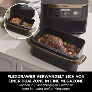 Friteuza cu aer cald Ninja Foodi FlexDrawer AF500EUCP, 10.4L, Negru Cupru - Img 3