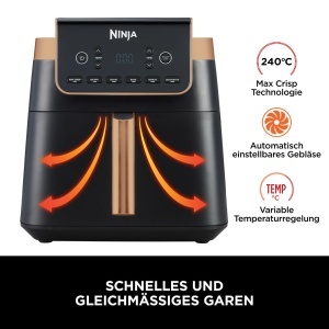 Friteuza cu aer cald Ninja MAX PRO AF180EUCP 62L NegruCupru Antiaderenta Economie de Energie - Img 6
