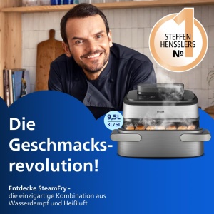 Friteuza cu aer cald Philips 5000 Megabasket, 9.5L, Argintie - Img 2