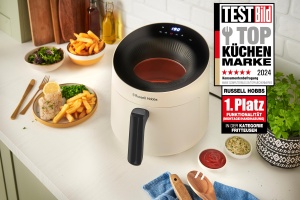 Friteuza cu aer cald Russell Hobbs 5L [10 programe|cu fereastra de vizualizare] AirFryer (friteuza fara ulei, prajit, gratar, prajit, coacere, max 200degC, poate fi folosita pentru masina de vase, smantana) SatisFry Panoramic 27421-56 - Img 2