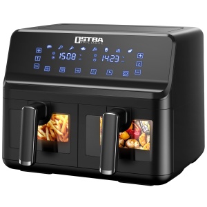 Friteuza cu aer de 1700 W, cos dublu de 8 litri, ecran tactil, tehnologie 360 deg, rapid si sanatos