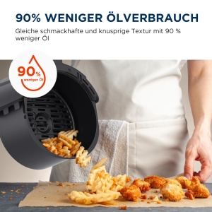 Friteuza cu aer Midea Air Fryer 4L XL cu ecran tactil LED, [35-200degC|8 functii de gatit|Sigur pentru masina de spalat vase|41 Retete]Coacere, gratar, dezghetare, agitare Alarma Tehnologia HeatXpress cu 90% mai putin ulei - Img 5