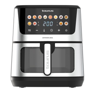 Friteuza cu aer Taurus Air Fry Digital 360 XL, 2100 W, 8 L, 12 programe, ecran tactil, rezistenta dubla, metal interior, preincalzit, fara BPA si PFOA, Carte de retete online