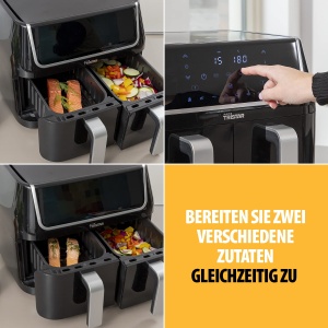 Friteuza cu aer Tristar FR-6970 - consum de energie cu 60% mai mic - capacitate 2 x 4.5L - 1800W - temperaturi separate pentru 2 camere - 8 programe - Negru - Img 8