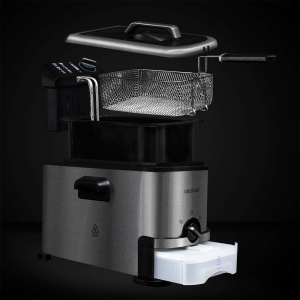 Friteuza electrica Cecotec de 3 litri CleanFry 3000. Otel inoxidabil cu filtru OilClean care mentine uleiul curat, putere 2180 W, capac cu fereastra si filtru anti-miros (3000 ProFilter) - Img 6
