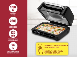 Friteuza multifunctionala BEPER P101FRI081, friteuza digitala cu LED cu 8 programe, gratar cu 4 moduri de gatit, temperatura pana la 230degC, temporizator pana la 120 min, incl. accesorii, negru - Img 2