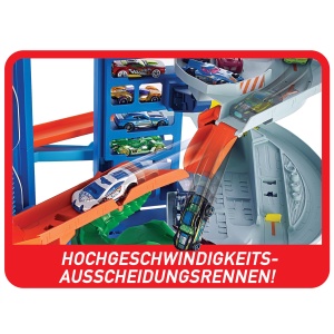 Garaj Hot Wheels cu T-Rex si 2 Masinute, Capacitate 100 Vehicule, Inaltime 90cm - Img 5