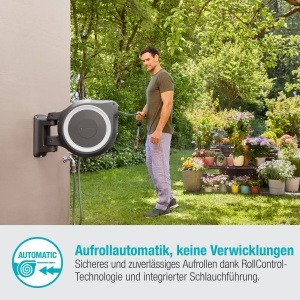 Gardena Wand-Schlauchbox RollUp ML Alb 25m Montare pe perete si tehnologie automata de rulare - Img 3