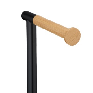 Garnitura WC Relaxdays, 2 in 1, Negru, Design Modern, Inox si Bambus - Img 7