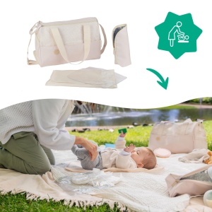 Geanta multifunctionala Badabulle Pocketstyle 23L crem accesorii incluse - Img 5