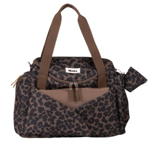 Geanta pentru scutece BEABA Sydney, 21 L, design leopard, cu suport de schimbare
