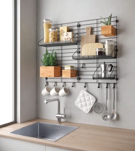 Geanta textila Mural Line 24x9x21 cm gri cadru metalic robust - Img 3