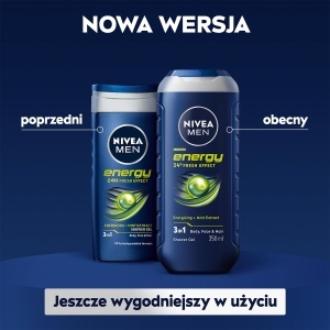 Gel de dus NIVEA Men Energy 250ml cu extract de menta, pentru barbati - Img 3