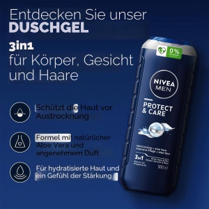 Gel de dus NIVEA ProtectCare cu Aloe Vera 500ml pentru barbati - Img 2