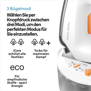 Generator de abur Braun CareStyle Compact IS 2132 WH - Fier de calcat cu abur cu talpa FreeGlide 3D, abur vertical, 2400 wati, presiune pompa 5,5 bari, explozie de abur 400 g/min, rezervor mare de apa de 1,5 l, alb - Img 2