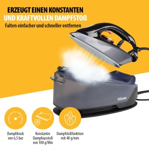 Generator de abur Tristar, presiune de abur de 6,5 bari, rezervor de apa de 1,2 litri, talpa ceramica, sistem anticalcar, oprire automata, depozitare cabluri, 2200 W, ST-8930 - Img 3