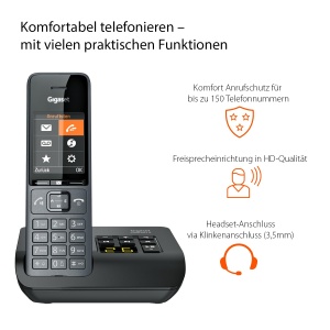 Gigaset Comfort 520A Duo - 2 telefoane DECT fara fir cu robot telefonic - Cea mai buna calitate audio cu functie hands-free - Protectie apeluri - Agenda 200 de contacte, negru-titan [versiunea germana] - Img 4
