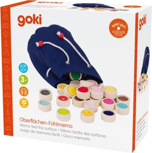 Goki 59004 Memo tactil lemn si textil, joc de invatare tactila pentru intreaga familie, diferite suprafete, promovarea abilitatilor motorii fine si a simtului tactil, set de 32, de la 3 ani - Img 2