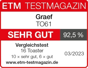 GRAEF. Prajitor de paine TO 61, greutate, 27 centimetri l x 18 centimetri l x 19,3 centimetri h - Img 9